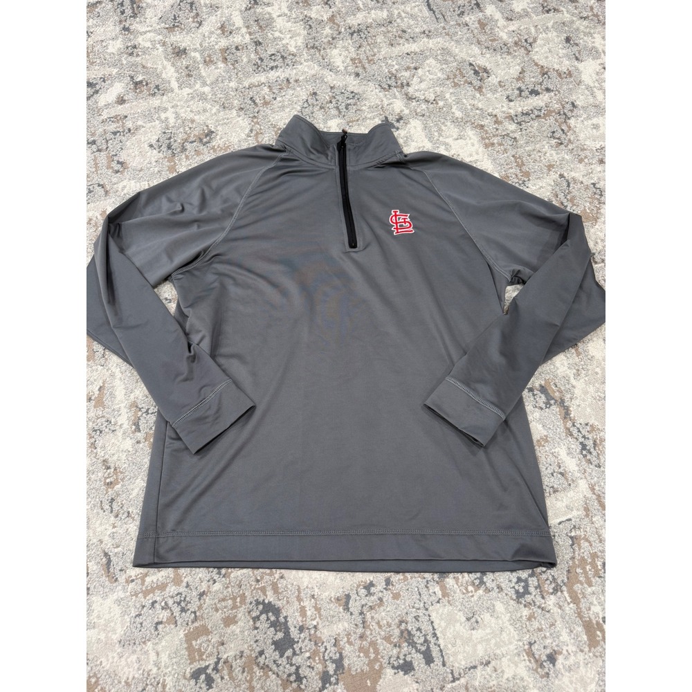 CBUK Cutter & Buck St Louis Cardinals Gray Quarter Zip Pullover Mens L MLB